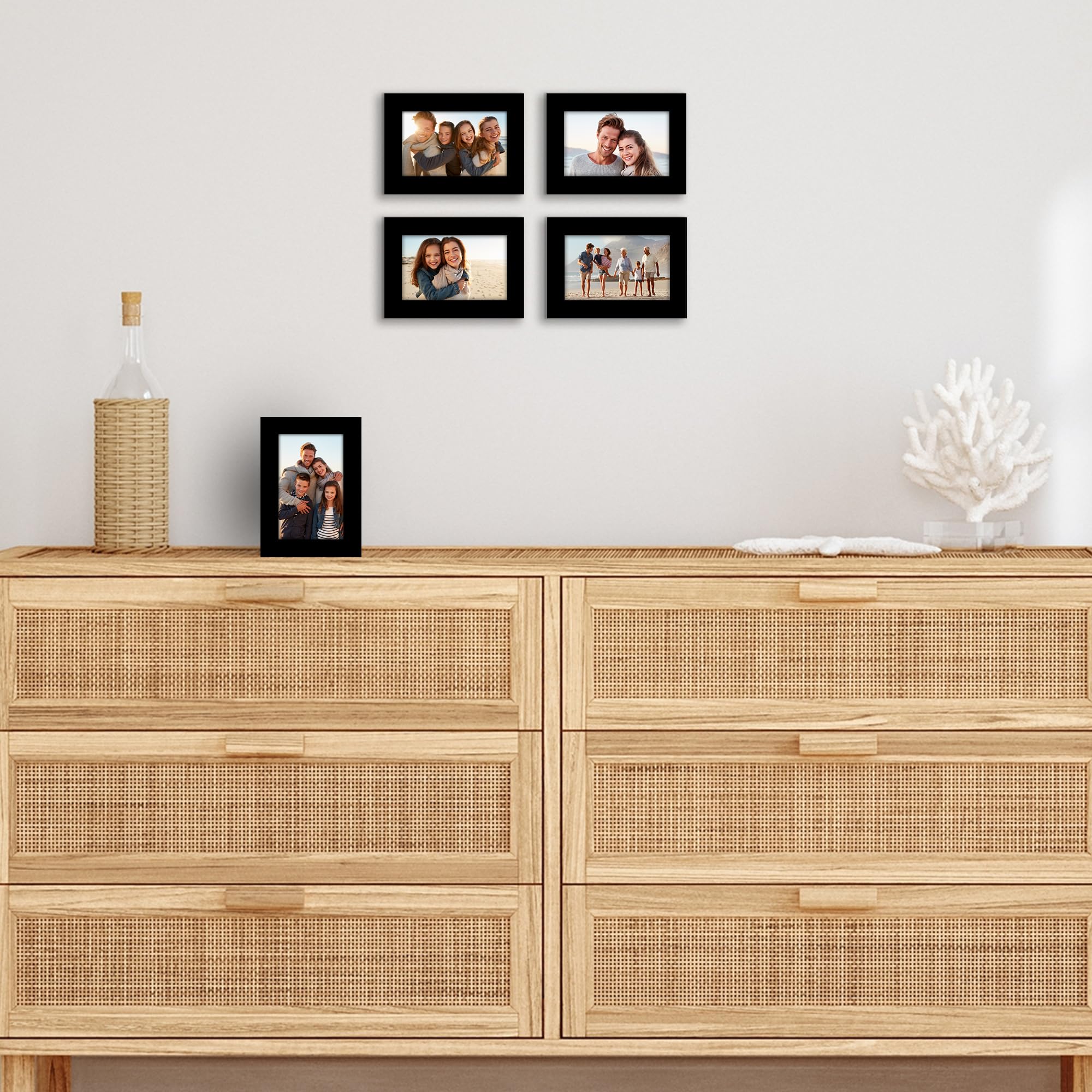 Americanflat 3x5 Picture Frame with Polished Plexiglass - Set of 5 - Galleria Collection - Picture Frames for Tabletop and Wall